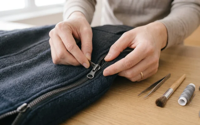 cara memperbaiki resleting jaket